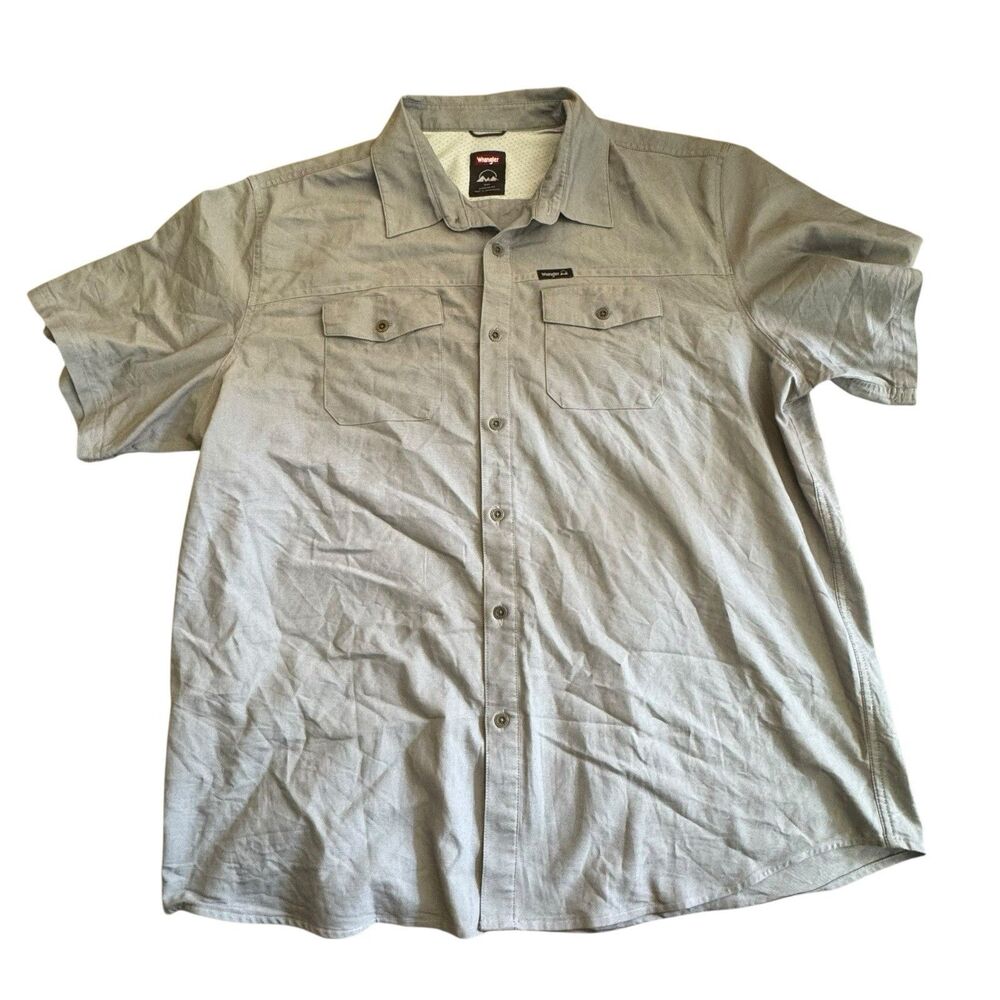 Wrangler Outdoor Series Men's Utility Shirt 2XL Gray Mesh Lined Short Sleeve EUC